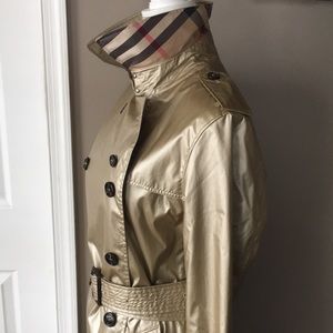 🎉Burberry Gold Nylon Trench Coat